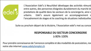 L'Association Edel's recherche Responsable d secteur conciergerie
