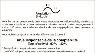 Fondation St-Louis recherche un/e responsable de la comptabilité
